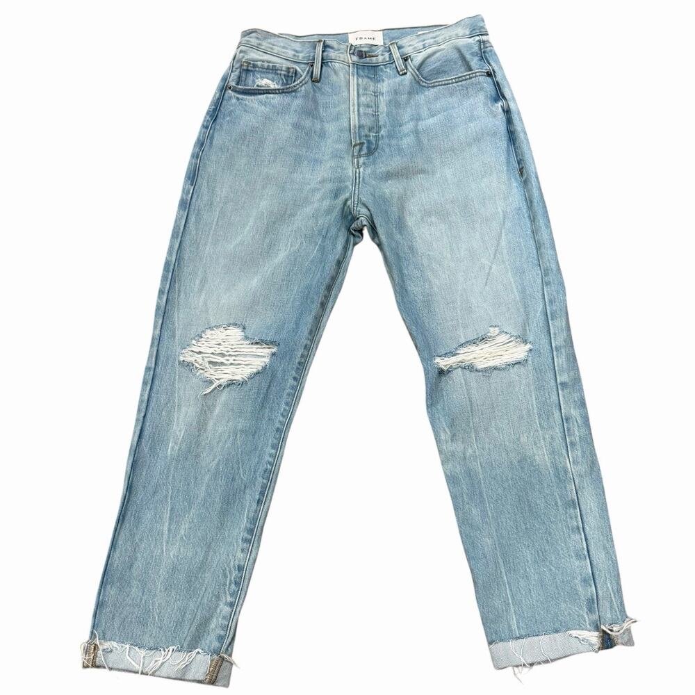 Frame Le Original High Rise Straight Jeans Size 27 in Limelight Chew Blue